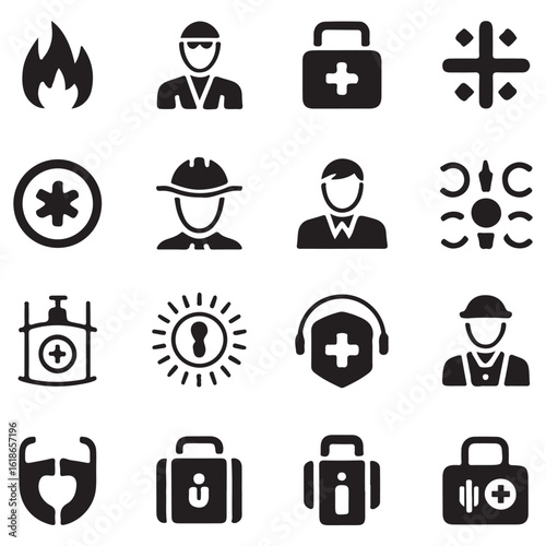 Safety and security icon collection