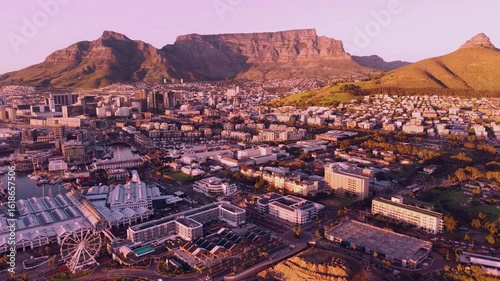 Aerial view of Cape Town, South Africa and Table Mountain