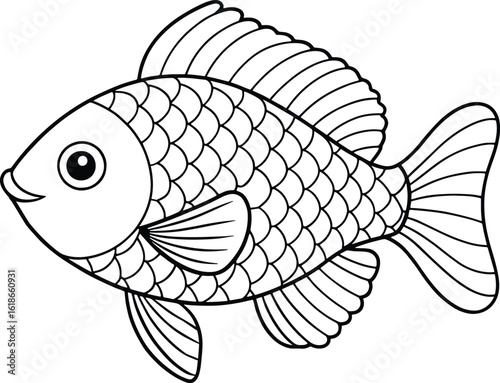 Tilapia cartoon illustration ideal for kids books and aquatic themed educational coloring materials