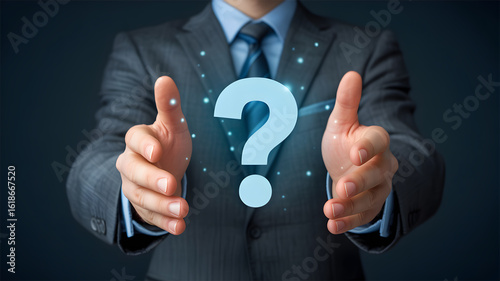 Concept of business questions, problem-solving and customer support (FAQ).