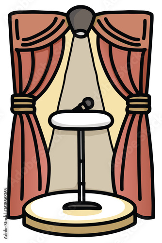 Comedy Show Vertical & Portrait Poster Template. Stand-up Stage Doodle Playful Frame with Blank Copy Space