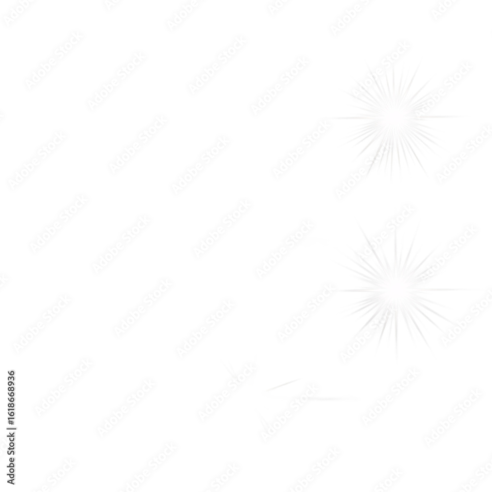 Naklejka premium Bright sparkling starburst light flares with lens flare effect and reflections isolated on transparent background