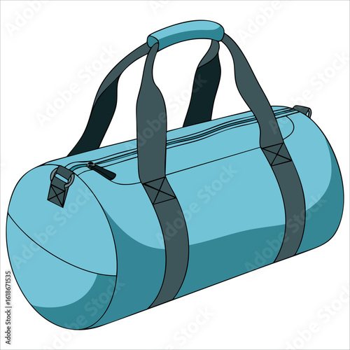 Sport backpack and duffel bag for fitness. Sea travel bag icon isolated in flat style, vector illustration ideal for sportswear and training designs