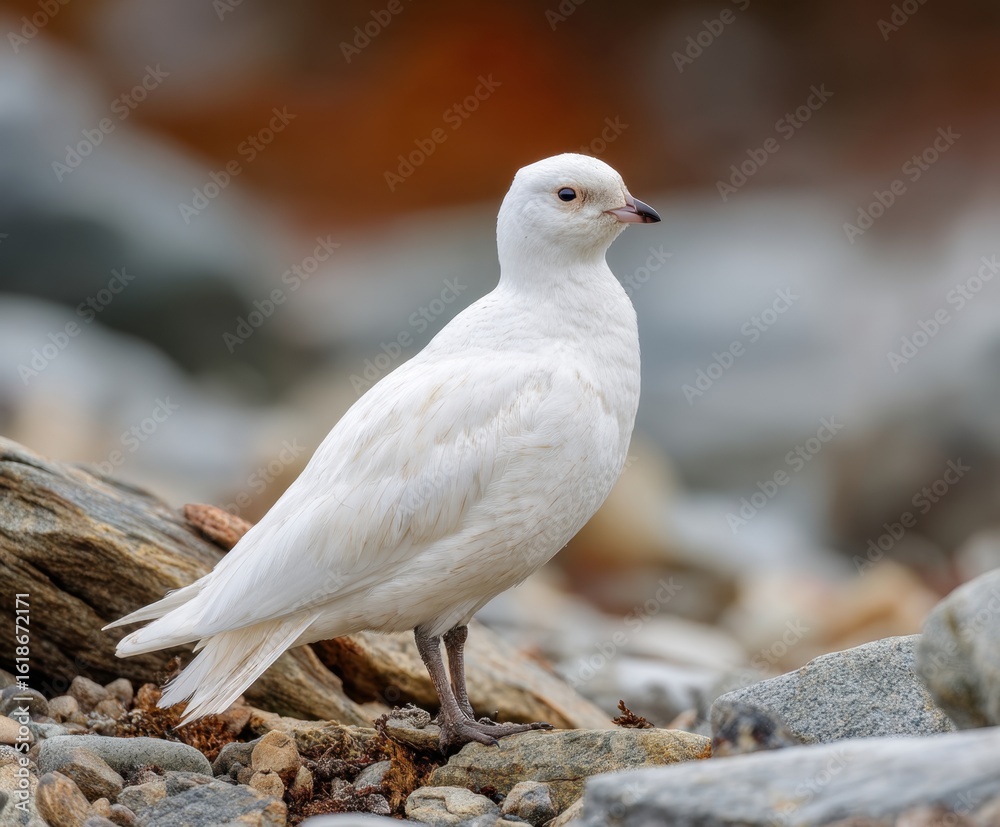 Fototapeta premium Snowy sheathbill, Chionis alba, in the wild