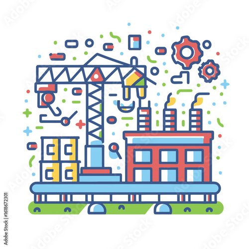 illustrations vector construction industry building machine
