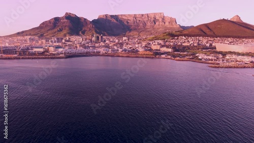 Aerial view of Cape Town, South Africa and Table Mountain