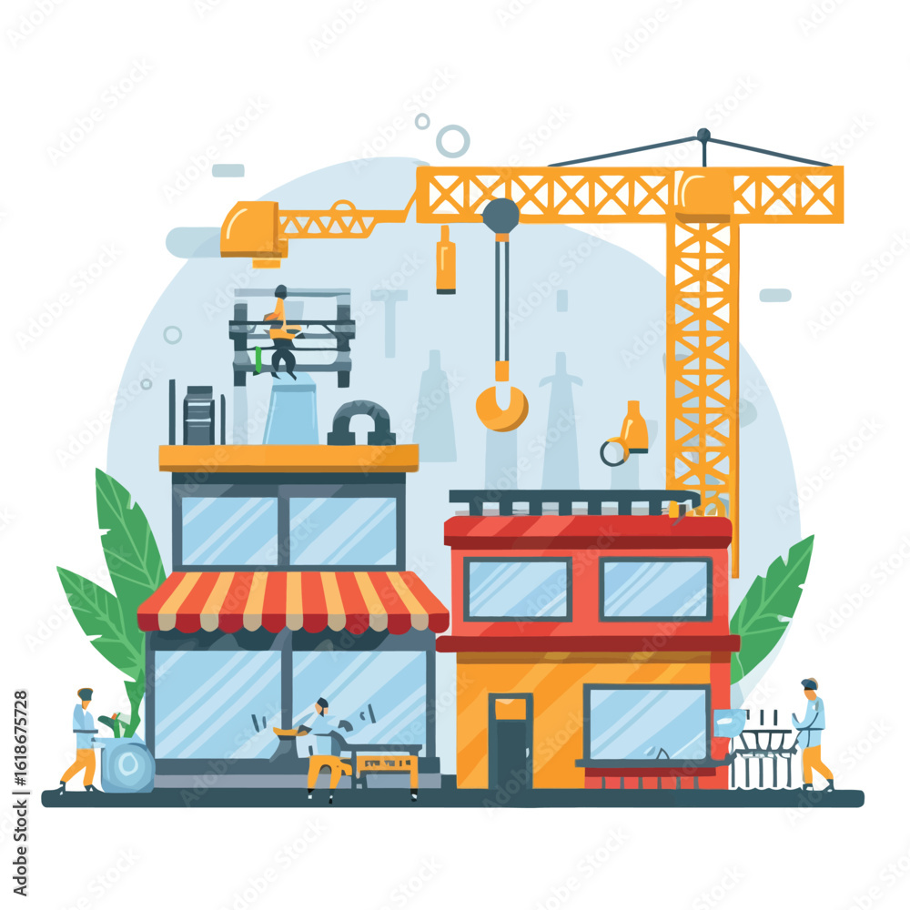 Obraz premium illustrations vector construction industry building machine 
