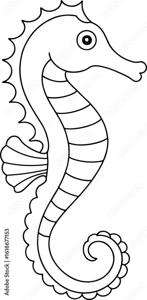 Fototapeta premium Whimsical seahorse line art perfect for ocean themed projects and children’s coloring materials