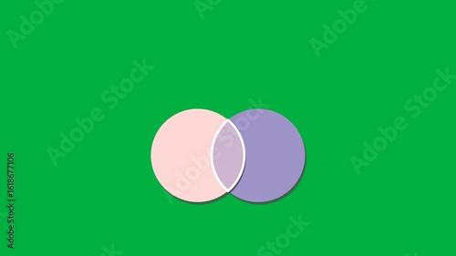 animated circle venn diagram 2 stage with call aout for label. animation footage video isolated on alpha channel(transparent) background.