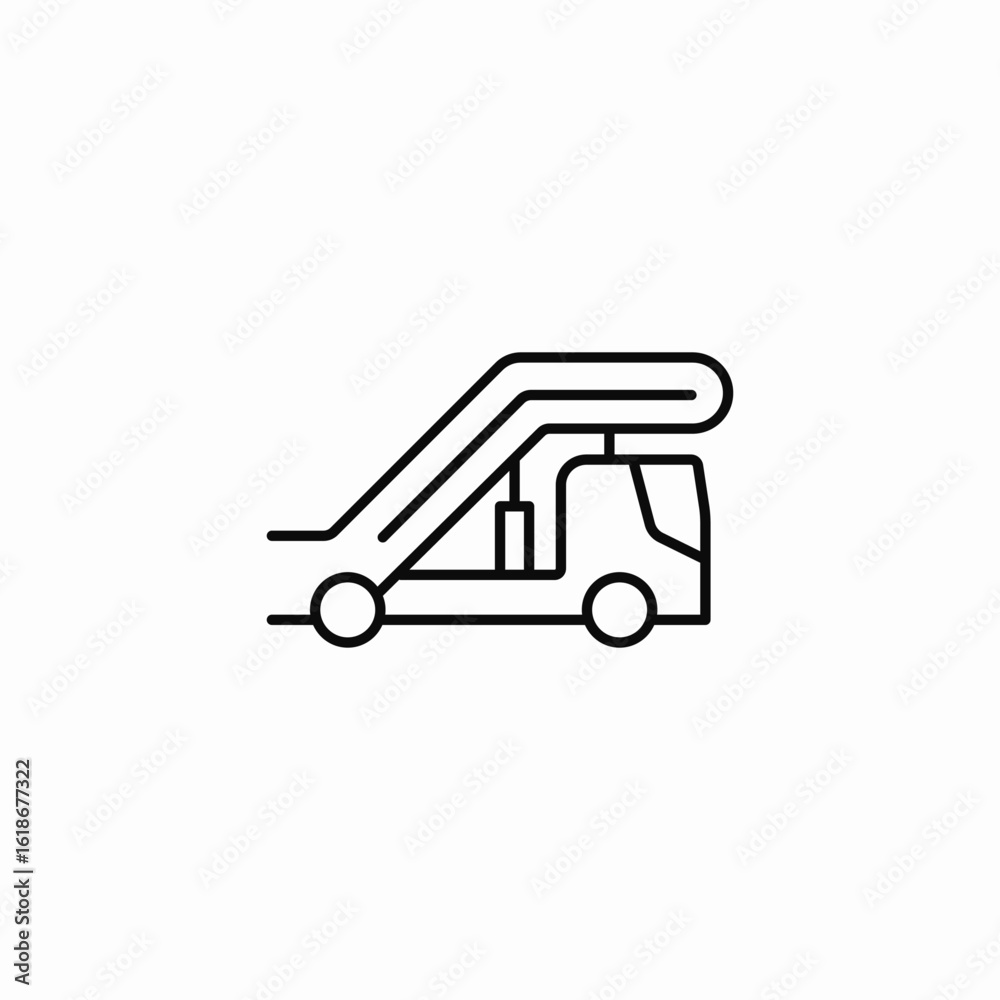 Fototapeta premium aircraft passenger stair truck icon sign vector