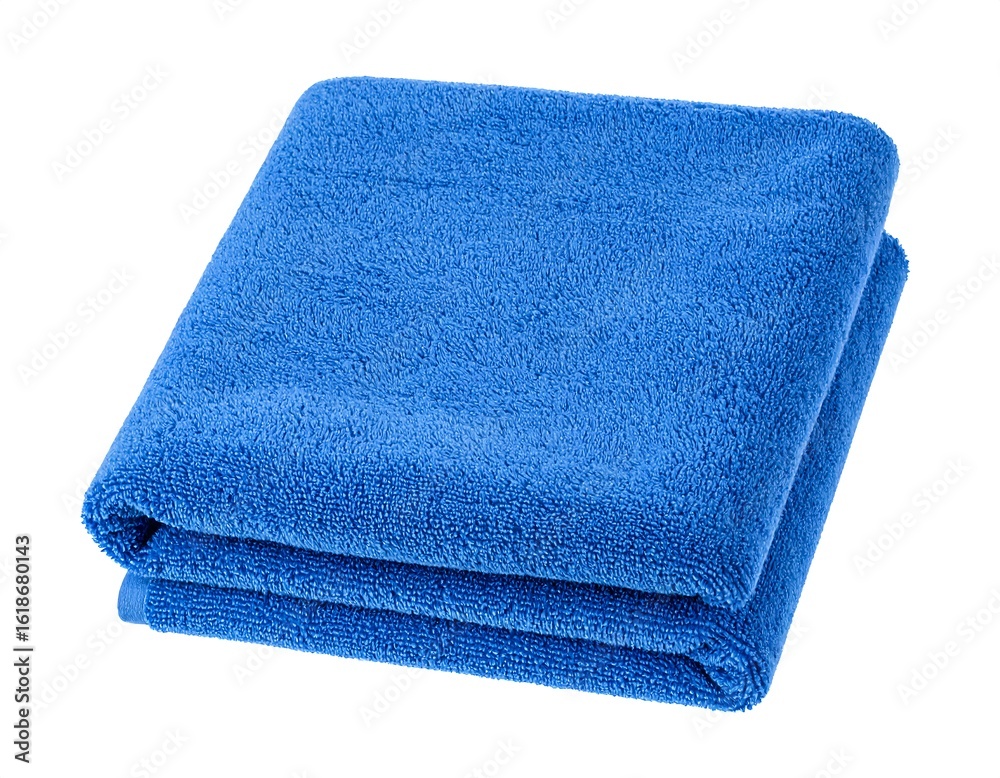 Folded blue towel on white background Folded blue towel on white background