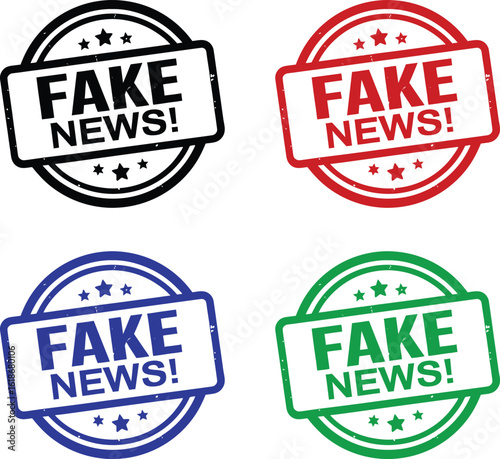 Fake news - stamps in black, red, blue