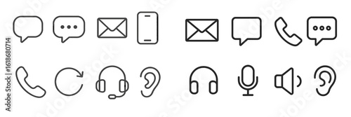 Various communication icons depicting different methods of contact and interaction in modern technology