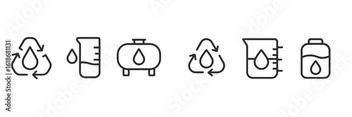 Symbols representing oil recycling and storage methods for environmental conservation