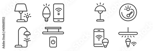 Smart home lighting devices and controls illustrated for modern living environments