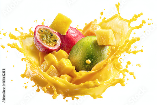 Exotic fruit splash with mango and passionfruit