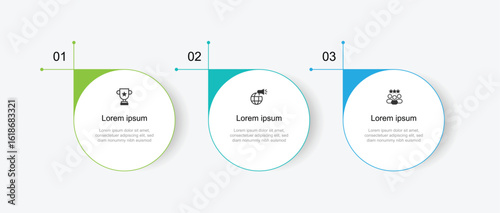 3 circle infographic template with icons suitable for business information and web presentation.