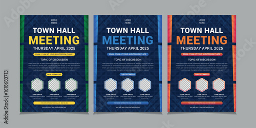 Town Hall Meeting Flyer Templates, vector illustration eps 10.