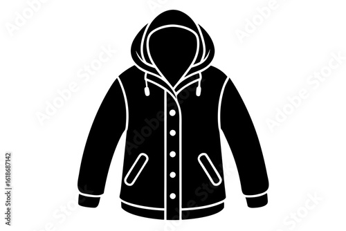 Winter jacket icon vector in silhouette for seasonal design