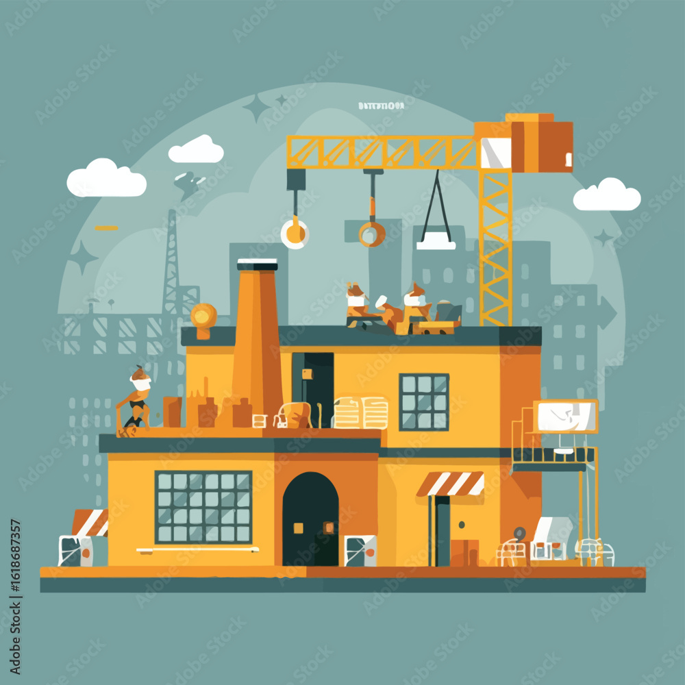 Naklejka premium illustrations vector construction industry building machine 