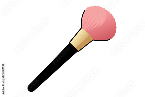 Cosmetic Brush with Gradient Bristles and Wooden Handle