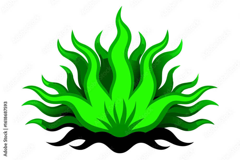 Sea Algae Illustration in Vivid Green Vector Art Sea Algae Illustration in Vivid Green Vector Art