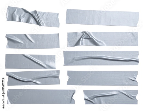 Gray adhesive tape pieces on white background (1)