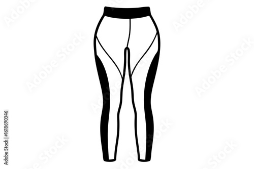 Sporty leggings vector in dynamic pose with visible seam elements