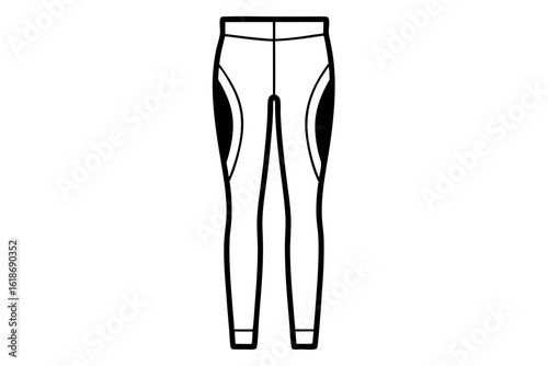 Sporty leggings vector design with detailed seam lines and activewear style