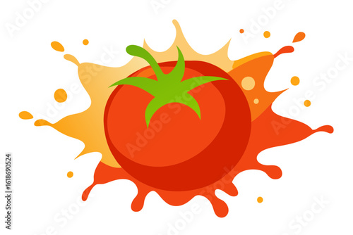 Juicy tomato splash vector with dynamic motion and food element style