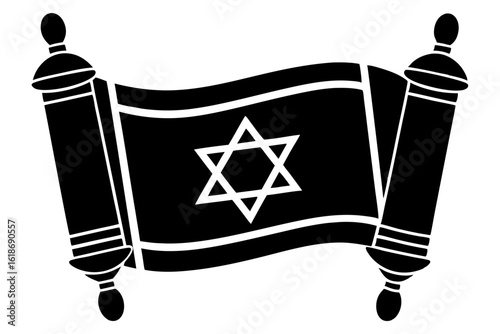 Religious Torah scroll vector icon with minimalist scroll design