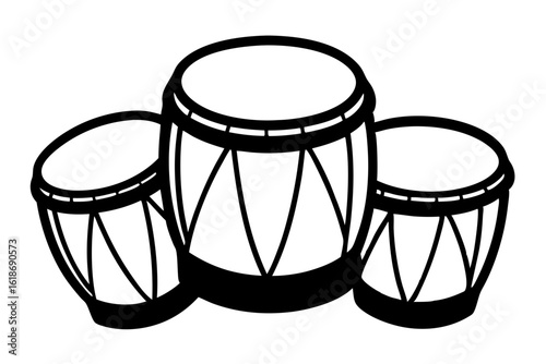 Traditional samba drums vector used in street parade and cultural music