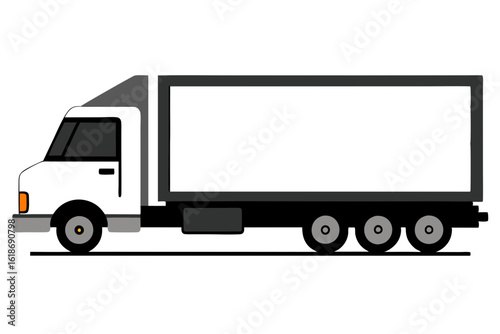Modern cargo truck vector illustration showing trailer in side profile
