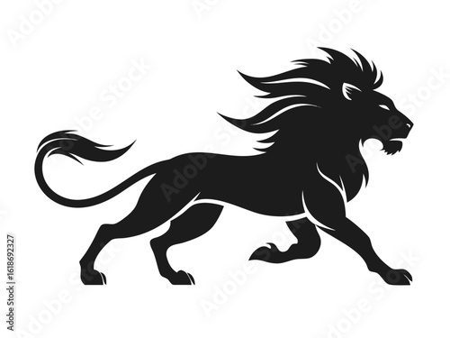 Lion Silhouette Icon. Strong Leadership and Royalty Graphic