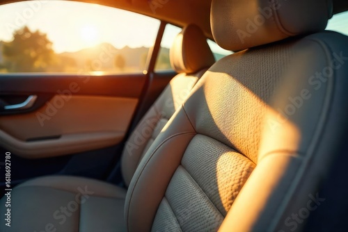 Wallpaper Mural Luxurious Car Interior Detail Soft Velvet Upholstery Bathed in Sunlight Torontodigital.ca