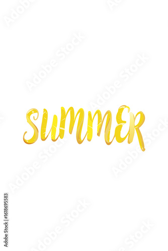 Yellow isolated “summer” lettering made of lemons.