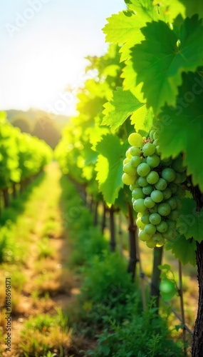 Wallpaper Mural Sunlit Vineyard Grapes Ready for Harvest Lush Green Vines and Ripe Clusters Showcase the Beauty of a Thriving Wine Country Estate Torontodigital.ca