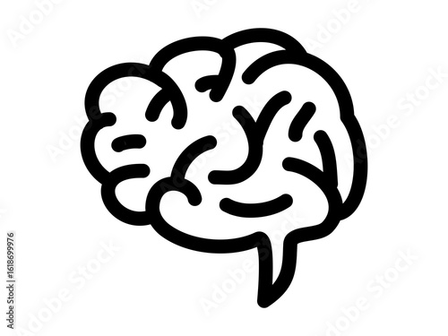 Human Brain Icon, Innovation and Thinking Symbol Isolated on White Background Vector Illustration