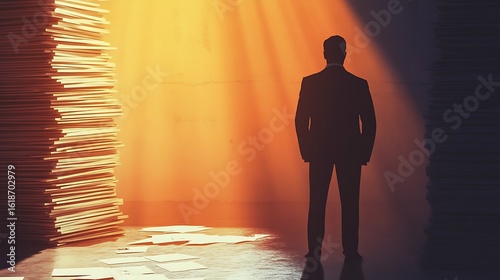 Honest taxpayer under sunlight, fraudster in shadow, symbolic concept