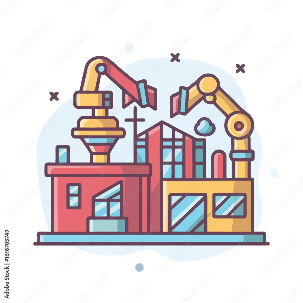 Naklejka premium illustrations vector construction industry building machine