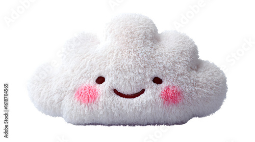 Canvas Print Smiling Cloud Plushie, isolated on transparent background