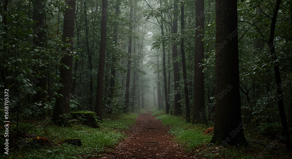 Obraz premium Misty forest path