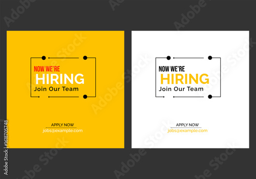 We are hiring recruitment open job vacancy design vector social media post banner template or web banner layout .
