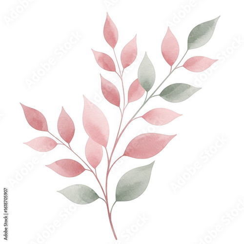 Pink and silver branch isolated on transparent background