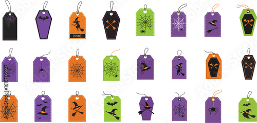 Halloween Gift Tag Vector Set .

