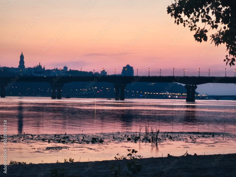 Fototapeta premium sunset over the river