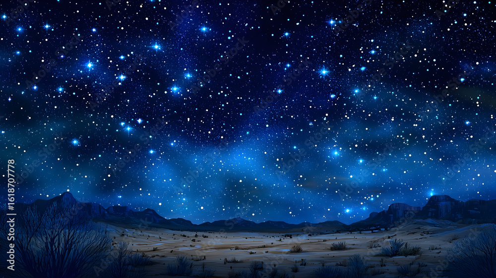 Naklejka premium Starry Night Desert Landscape