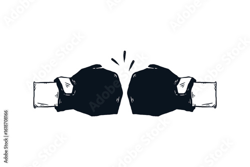 Boxing fight hand-drawn vector illustration