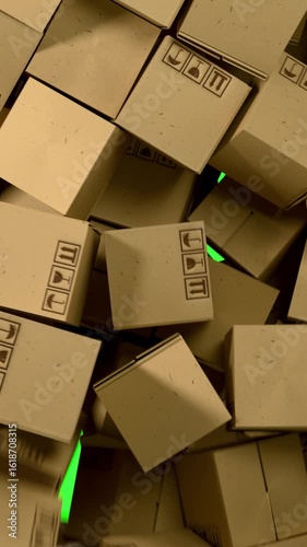 parcel boxes on green screen