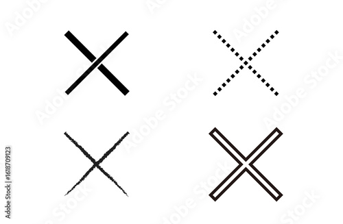 クロス/バツ/かける/バッテンの4パターン